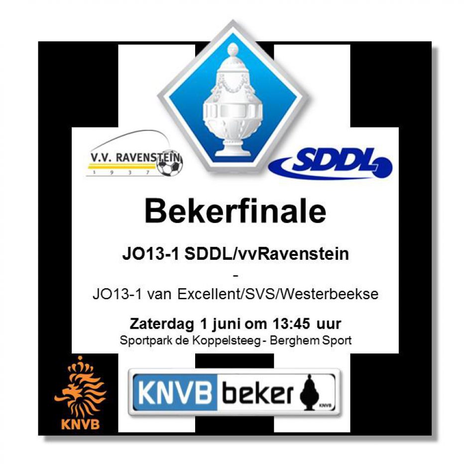 Bekerfinale zaterdag 1 juni voor SDDL/VVR  JO13-1